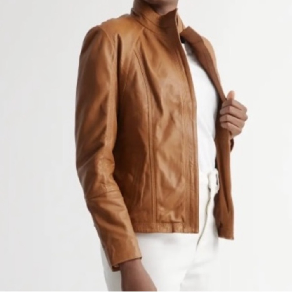Quince Camel Leather Jacket - Picture 2 of 9